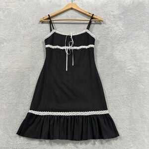 Beverly & Beck Sleeveless Mini Dress Women S Black Lace Coquette Cutesy